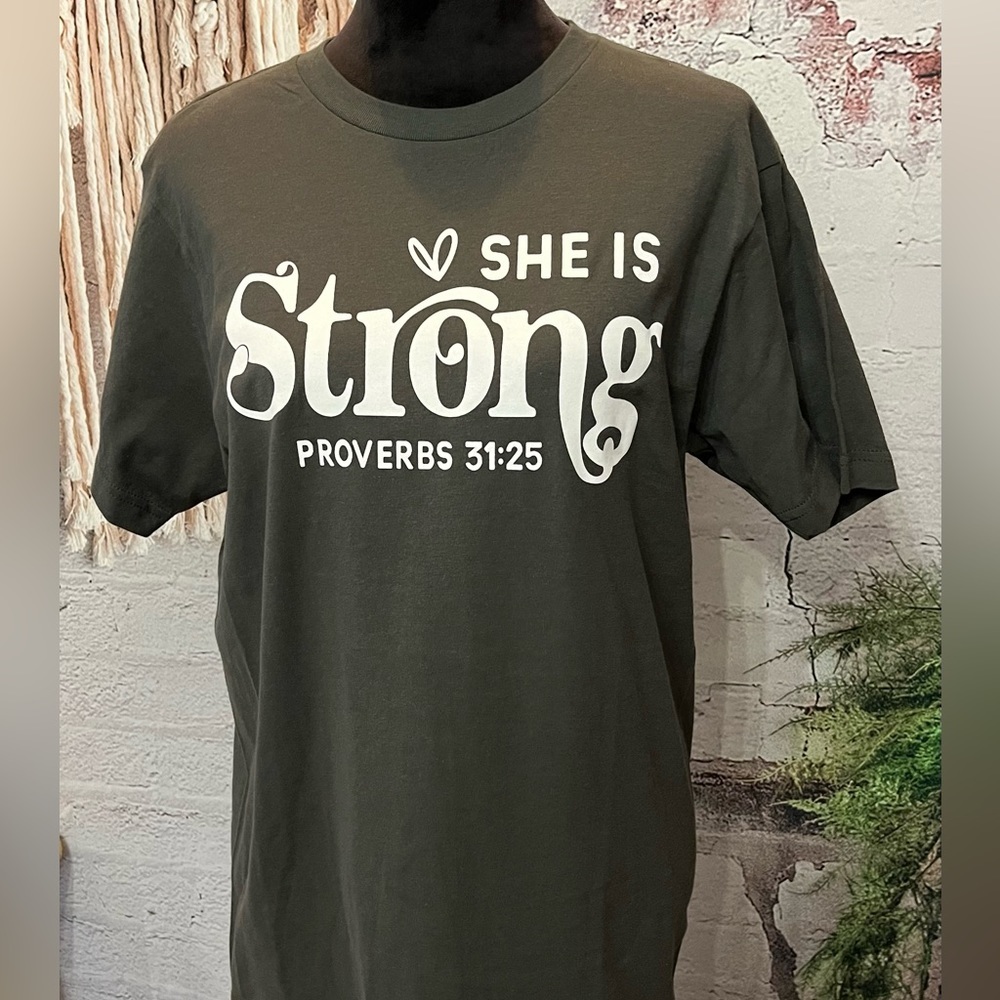 She is Strong Proverbs 31:25 Women’s short sleeve t-shirt